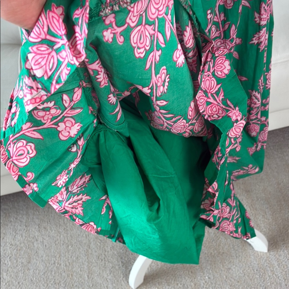 NEW J. Crew Green and Pink Floral Long Dress with Pockets - Picture 10 of 14